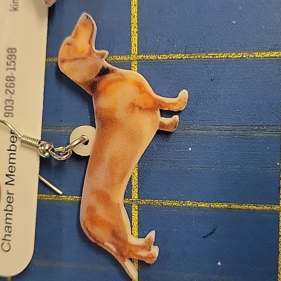 Dachshund Dog Resin Earrings - Picture 2 of 2